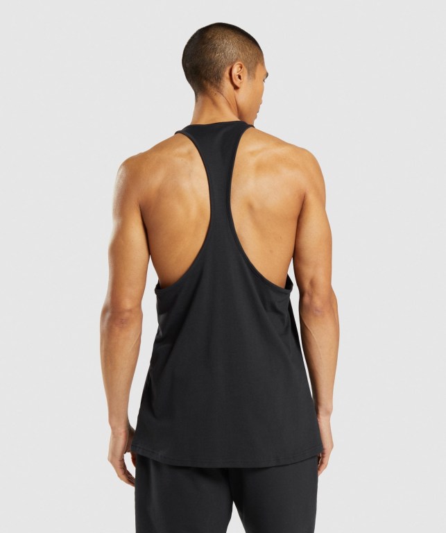 Black Gymshark Sharkhead Infill Men's Tank Tops | US-39UNRKH