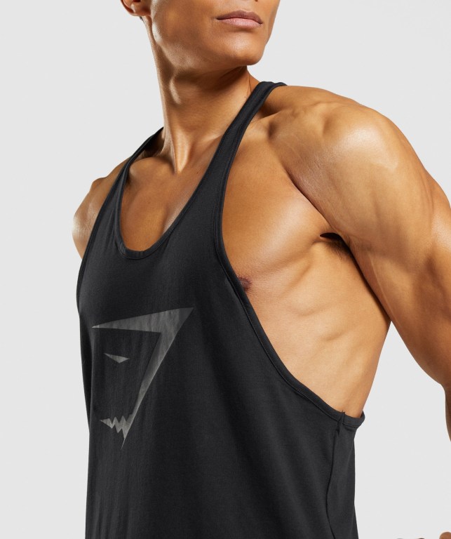 Black Gymshark Sharkhead Infill Men's Tank Tops | US-39UNRKH