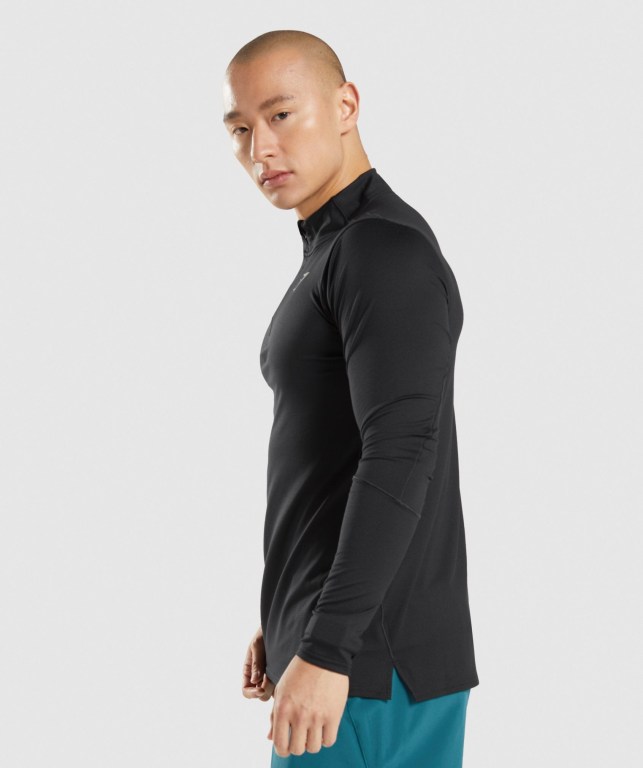 Black Gymshark Speed 1/4 Zip Men's Hoodies | US-12VUSCI