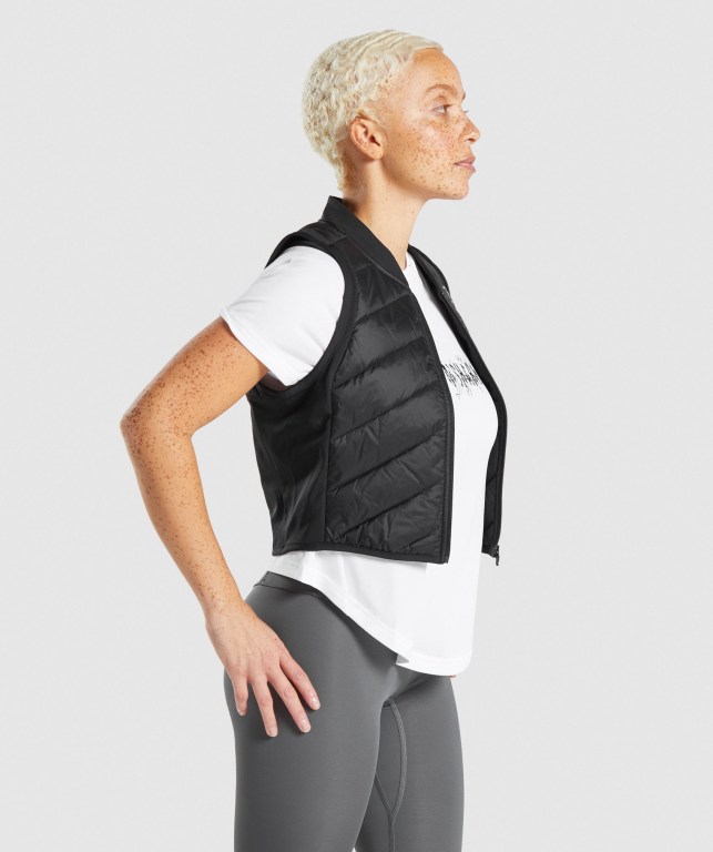 Black Gymshark Speed Gilet Women's Jackets | US-89XMHBT