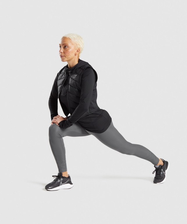 Black Gymshark Speed Gilet Women's Jackets | US-89XMHBT