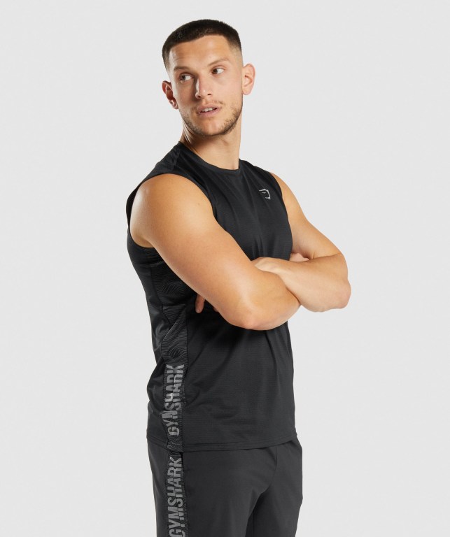 Black Gymshark Sport Men's Tank Tops | US-23WEUMK