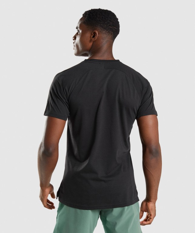 Black Gymshark Studio Men's T Shirts | US-06PBNQI