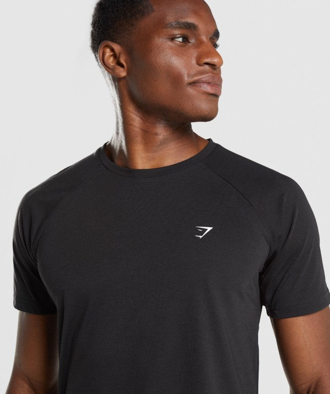 Black Gymshark Studio Men's T Shirts | US-06PBNQI