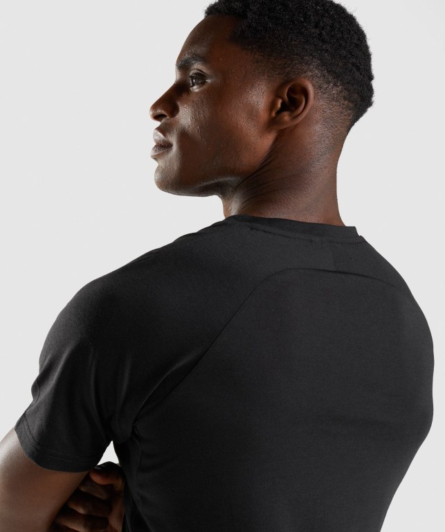 Black Gymshark Studio Men's T Shirts | US-06PBNQI