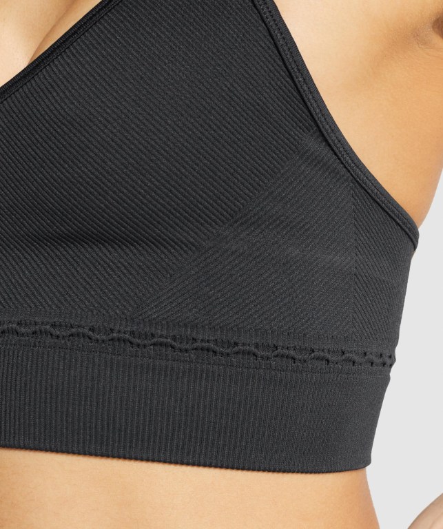 Black Gymshark Studio Seamless Women's Sports Bra | US-87VFCUK