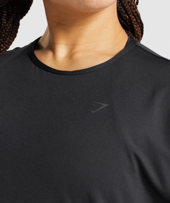 Black Gymshark Studio Women's T Shirts | US-01QMDFG