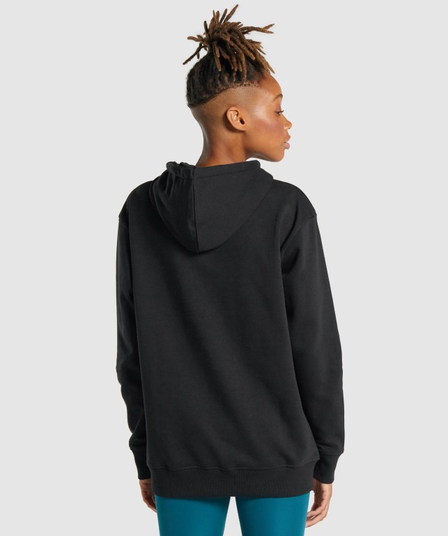 Black Gymshark Sundae Graphic Oversized Women's Hoodies | US-07GRACD