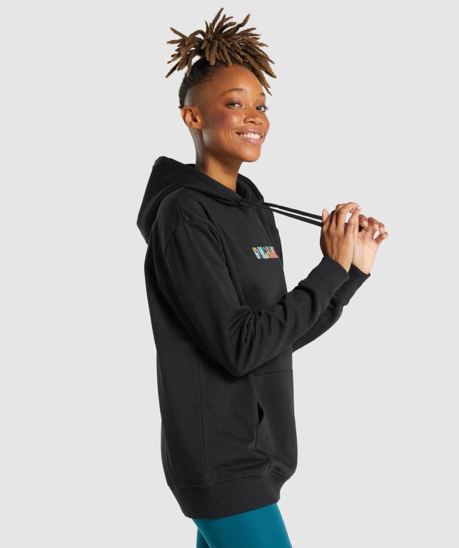 Black Gymshark Sundae Graphic Oversized Women's Hoodies | US-07GRACD