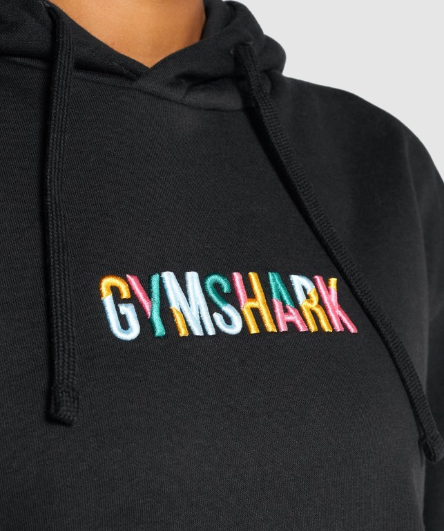 Black Gymshark Sundae Graphic Oversized Women's Hoodies | US-07GRACD