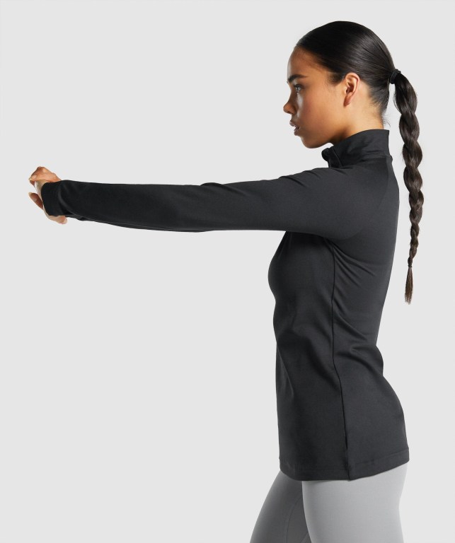 Black Gymshark Training 1/4 Zip Women's Hoodies | US-52VRNSF