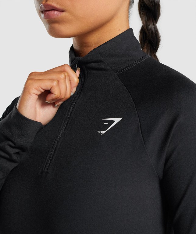 Black Gymshark Training 1/4 Zip Women's Hoodies | US-52VRNSF