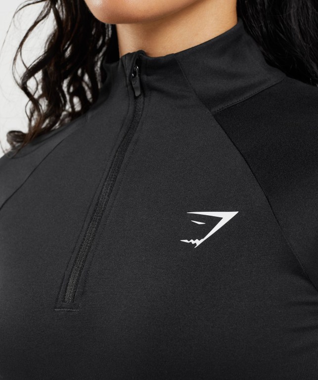 Black Gymshark Training 1/4 Zip Women's Hoodies | US-69AVWJN