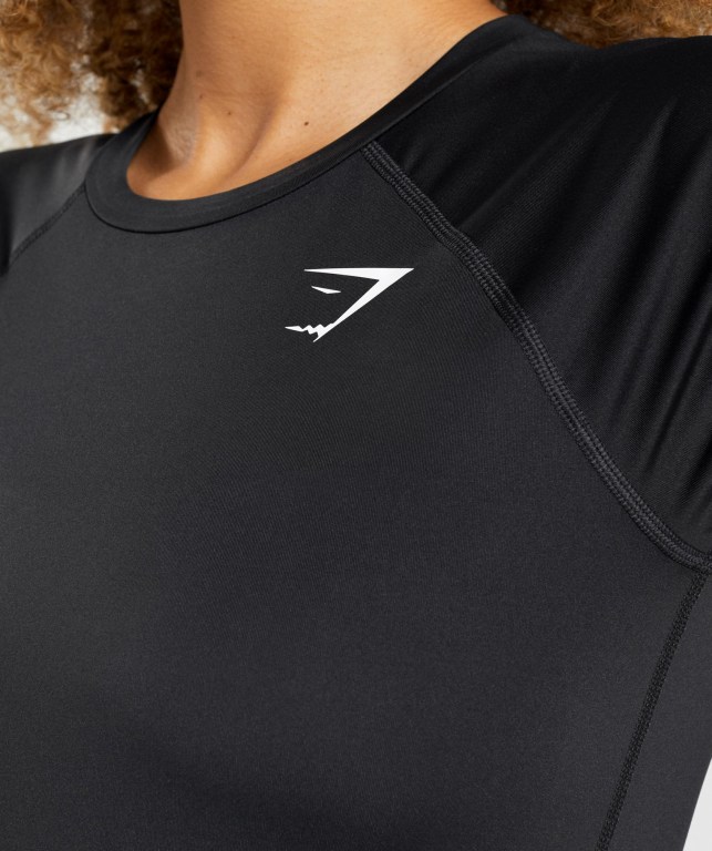 Black Gymshark Training Baselayer Women's T Shirts | US-37LYEVM