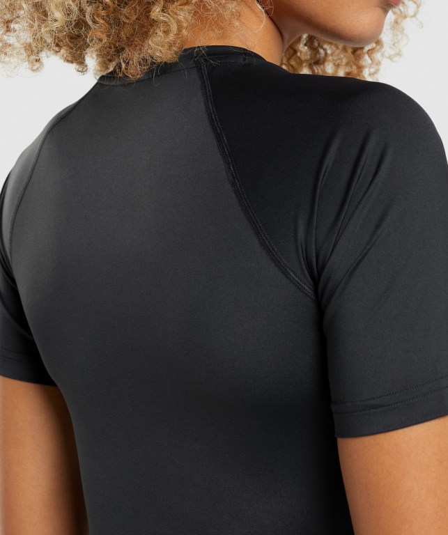 Black Gymshark Training Baselayer Women's T Shirts | US-37LYEVM