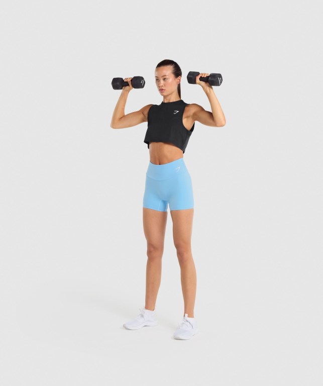 Black Gymshark Training Crop Women's Tank Tops | US-45VHYED