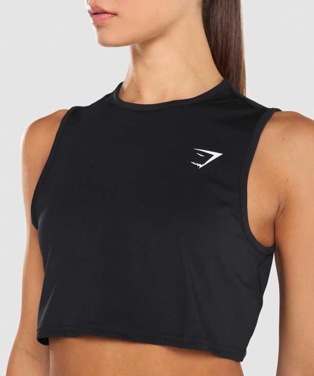 Black Gymshark Training Crop Women's Tank Tops | US-45VHYED