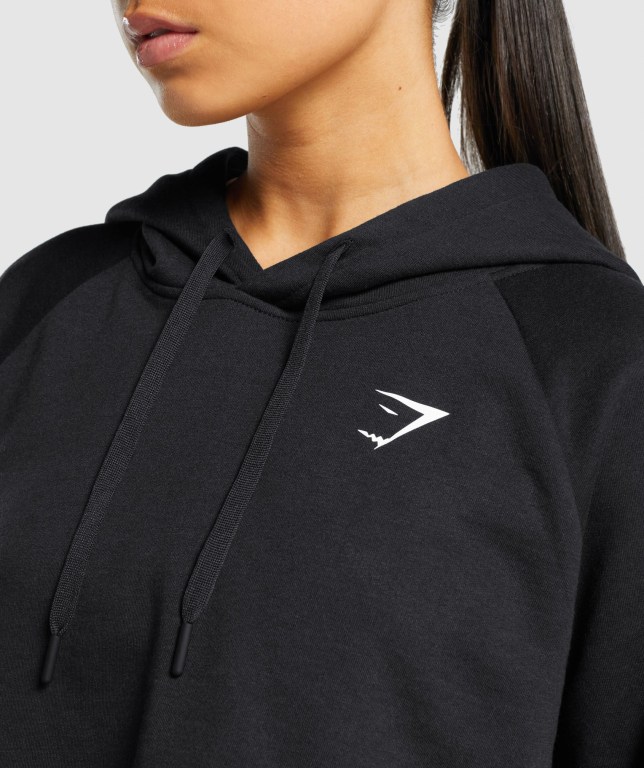 Black Gymshark Training Cropped Women's Hoodies | US-92KFPJS