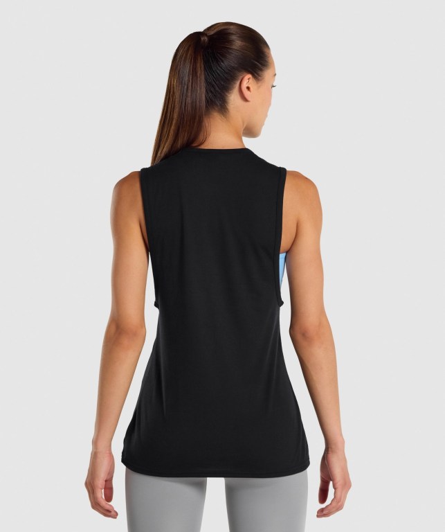 Black Gymshark Training Drop Arm Women's Tank Tops | US-43AQFHM