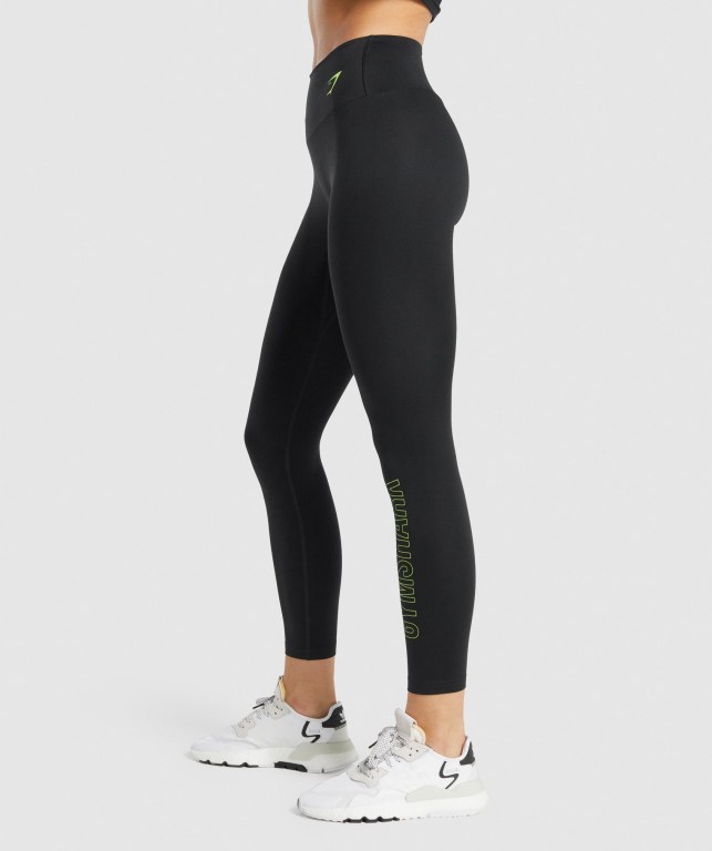 Black Gymshark Training Graphic High Waisted Women's Leggings | US-68EVYTI