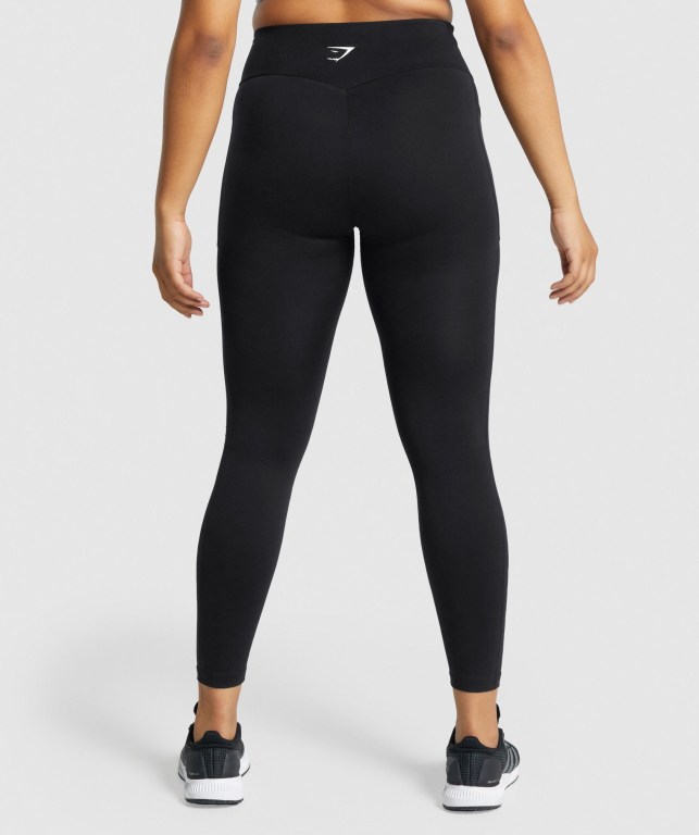 Black Gymshark Training Mesh Pocket High Waisted Women's Leggings | US-46PTXFY