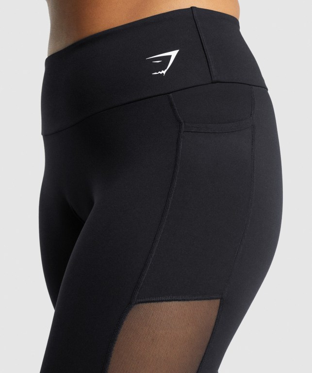 Black Gymshark Training Mesh Pocket High Waisted Women's Leggings | US-46PTXFY