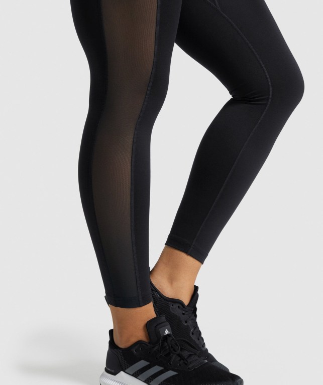 Black Gymshark Training Mesh Pocket High Waisted Women's Leggings | US-46PTXFY