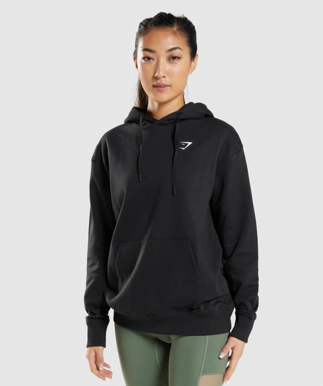 Black Gymshark Training Oversized Women's Hoodies | US-64DWSEJ