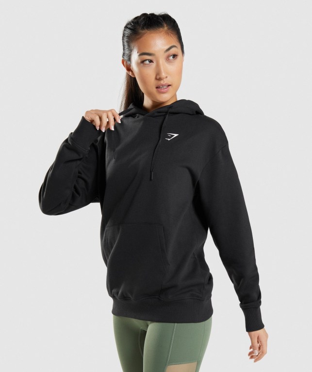 Black Gymshark Training Oversized Women\'s Hoodies | US-64DWSEJ