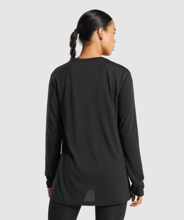 Black Gymshark Training Oversized Women's T Shirts | US-91UCGOZ