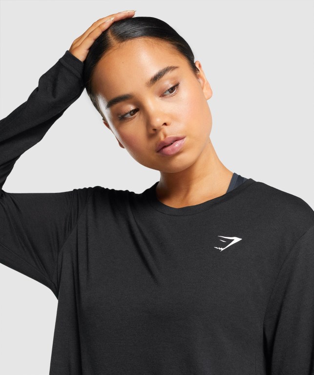 Black Gymshark Training Oversized Women's T Shirts | US-91UCGOZ