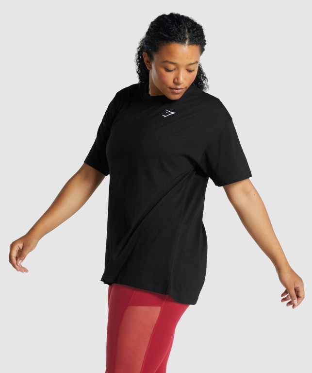 Black Gymshark Training Oversized Women's T Shirts | US-95VFTPR