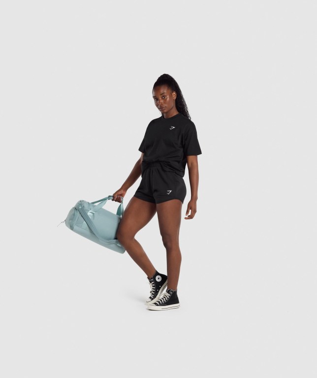 Black Gymshark Training Sweat Women's Shorts | US-82CSQZE