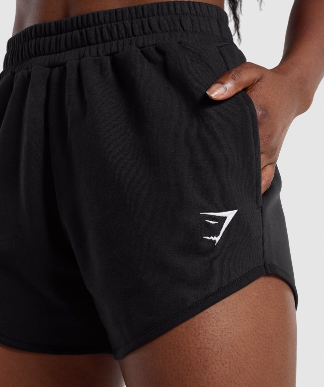 Black Gymshark Training Sweat Women's Shorts | US-82CSQZE