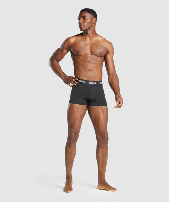 Black Gymshark Trunk 2pk Men's Underwear | US-93TPHJW