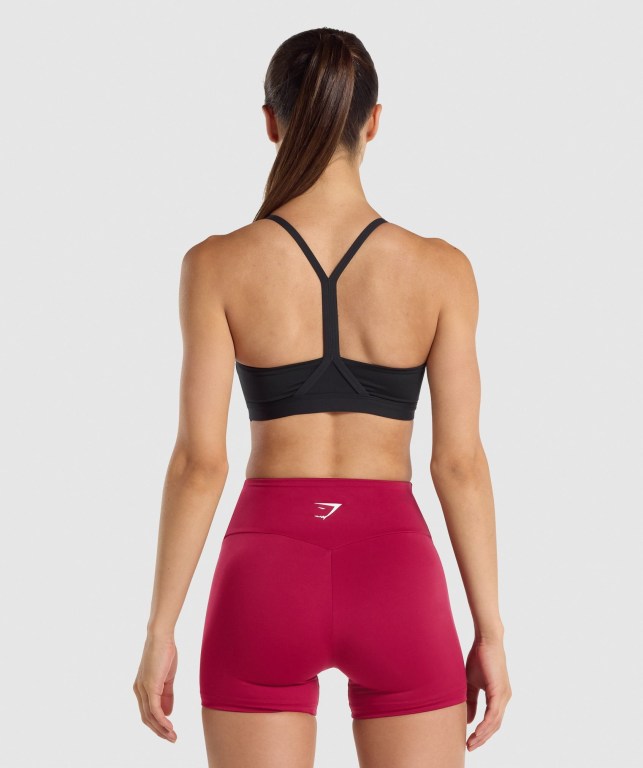 Black Gymshark V Neck Training Women's Sports Bra | US-09FIDKP