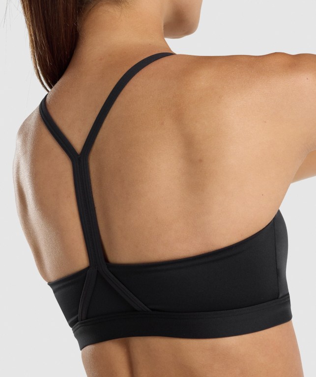 Black Gymshark V Neck Training Women's Sports Bra | US-09FIDKP