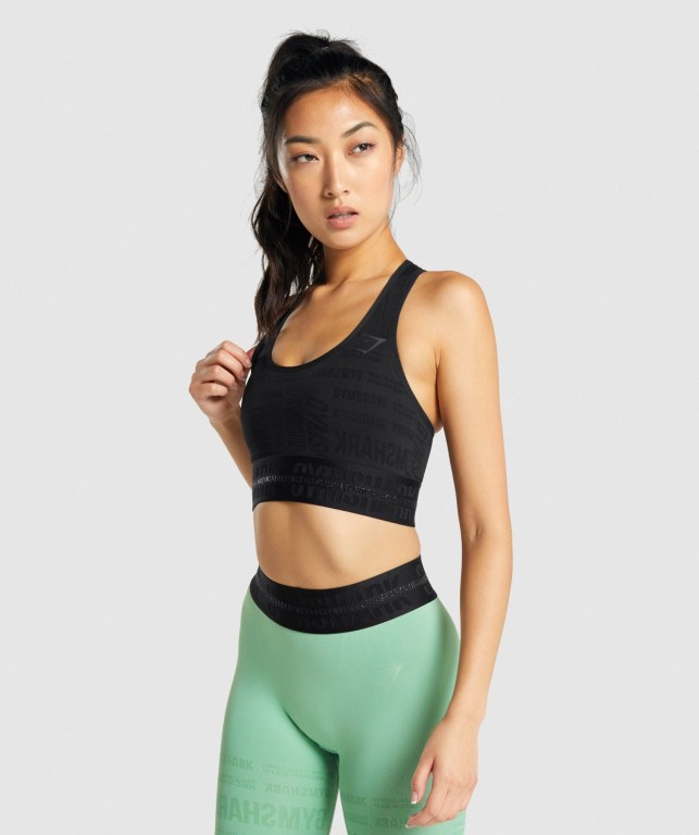 Black Gymshark Vision Women's Sports Bra | US-31ANPVY