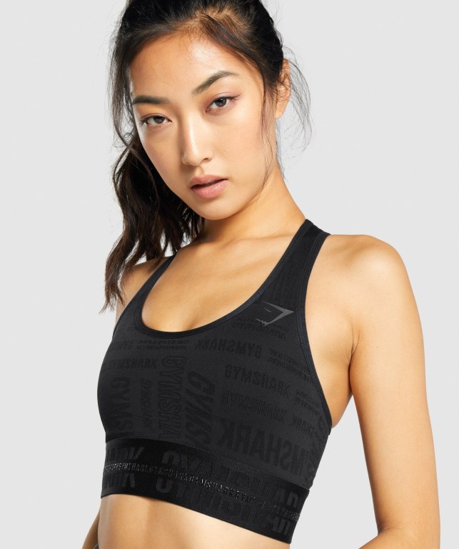 Black Gymshark Vision Women's Sports Bra | US-31ANPVY