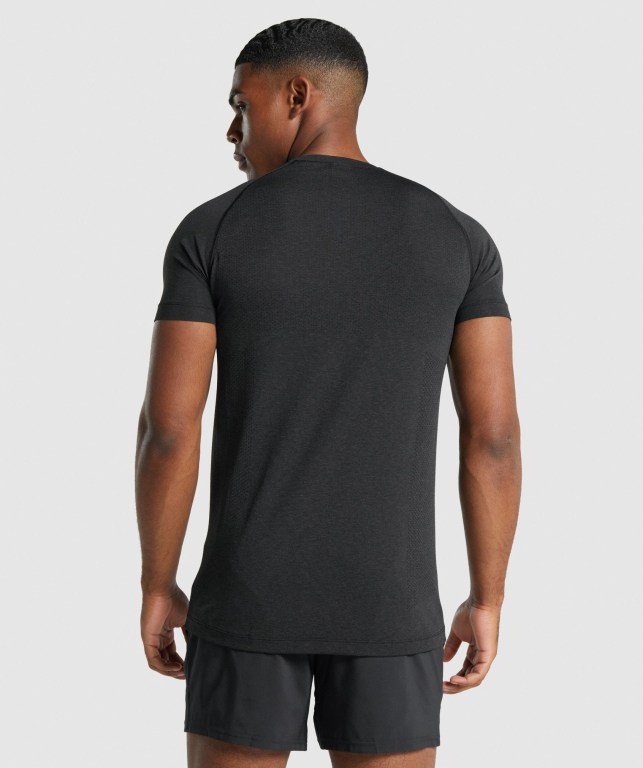 Black Gymshark Vital Light Seamless Men's T Shirts | US-12VOXDG