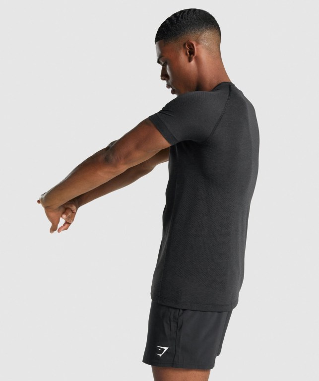 Black Gymshark Vital Light Seamless Men's T Shirts | US-12VOXDG