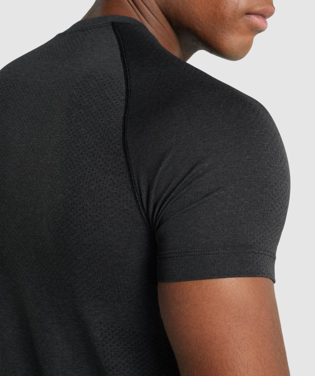 Black Gymshark Vital Light Seamless Men's T Shirts | US-12VOXDG