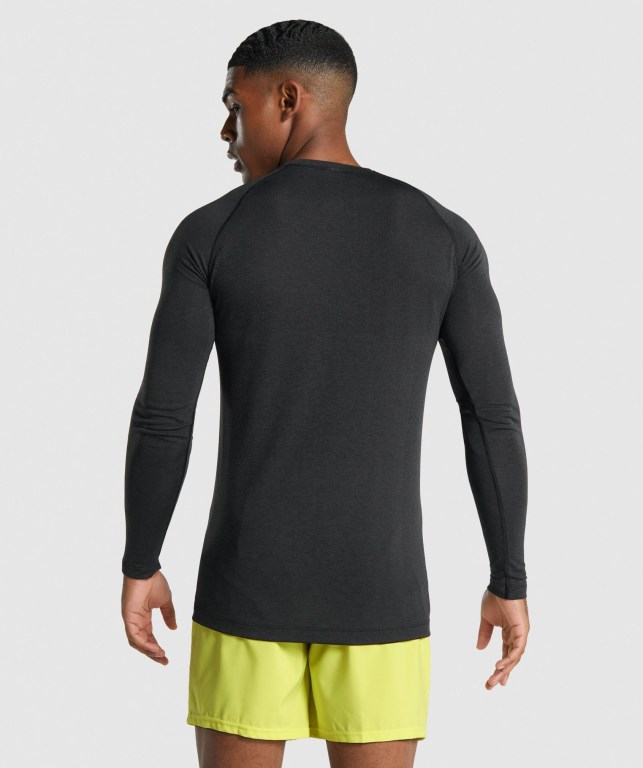 Black Gymshark Vital Light Seamless Men's T Shirts | US-45IUSJO