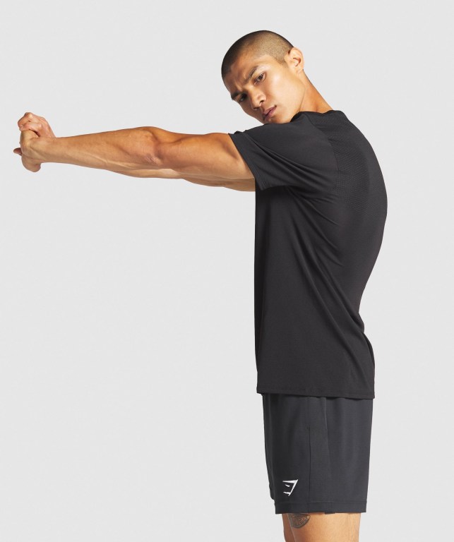 Black Gymshark Vital Men's T Shirts | US-31CNXGM