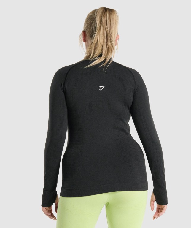 Black Gymshark Vital Seamless 2.0 1/2 Zip Women's Hoodies | US-51SAFEJ