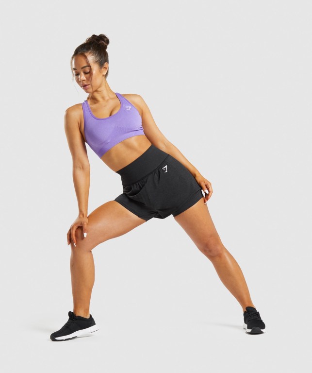 Black Gymshark Vital Seamless 2.0 2-in-1 Women's Shorts | US-76DHRVJ