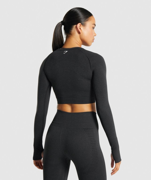 Black Gymshark Vital Seamless 2.0 Crop Top Women's Sweatshirts | US-04BSDVE