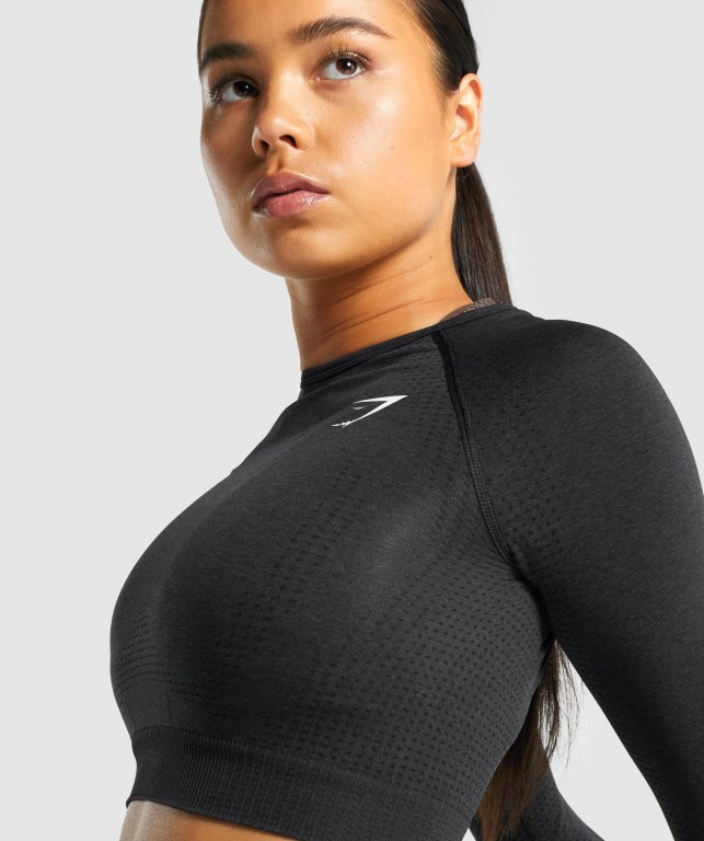 Black Gymshark Vital Seamless 2.0 Crop Top Women's Sweatshirts | US-04BSDVE