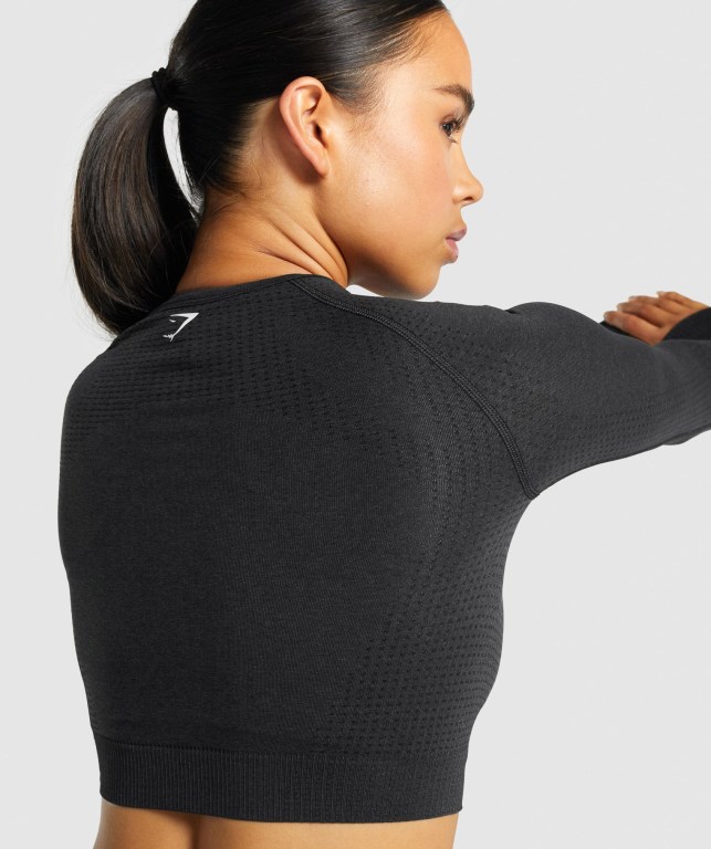 Black Gymshark Vital Seamless 2.0 Crop Top Women's Sweatshirts | US-04BSDVE