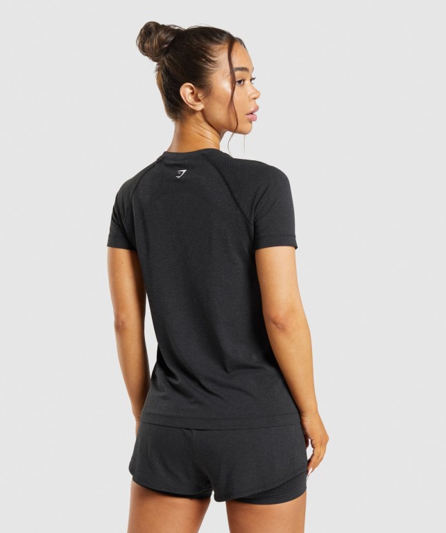 Black Gymshark Vital Seamless 2.0 Light Women's T Shirts | US-25WSGMU